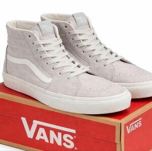 Vans Sk8 Hi Suede Light Grey High Top Sneakers Mens 8.5 Womens 10 Excellent